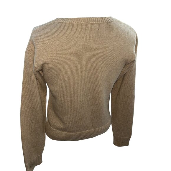 Khaki red POLO intarsia knit cotton crew neck sweater S - Picture 4 of 4